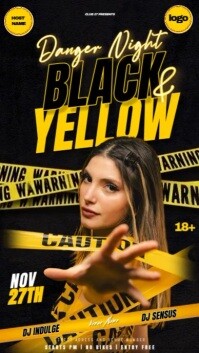 Black & Yellow Danger night club party event design template Instagram Story