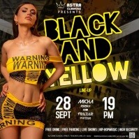Black & Yellow night club party event design template Vierkant (1:1)