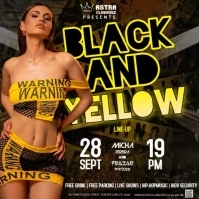 Black & Yellow night club party event design template Cuadrado (1:1)