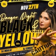 Black & Yellow night club party event design template ad Vierkant (1:1)