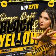 Black & Yellow night club party event design template ad Quadrat (1:1)