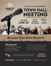 Black & Brown Professional Town Hall Meeting Flyer (US Letter) template