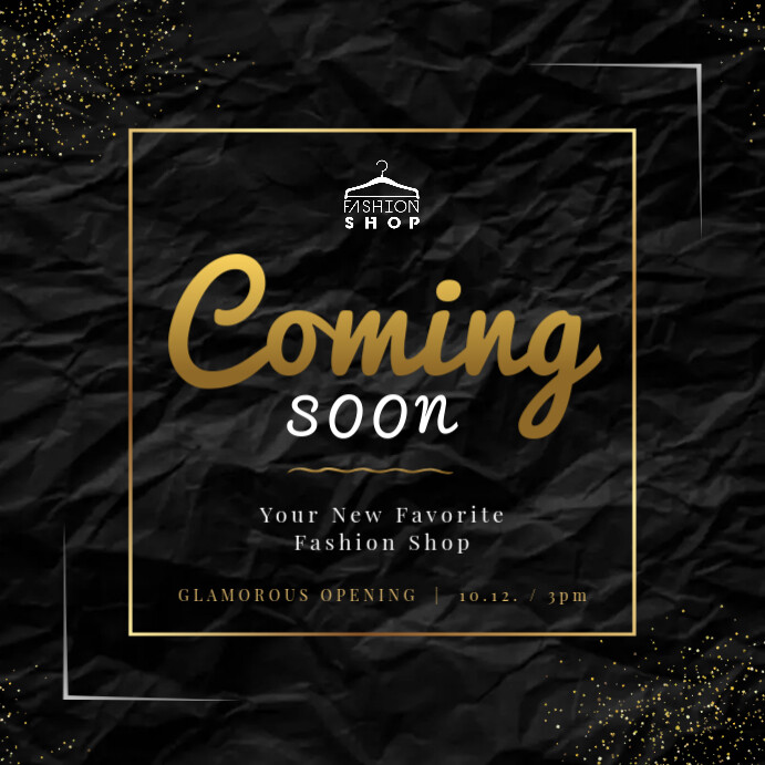 Black & Gold Coming Soon Instagram Image Wpis na Instagrama template