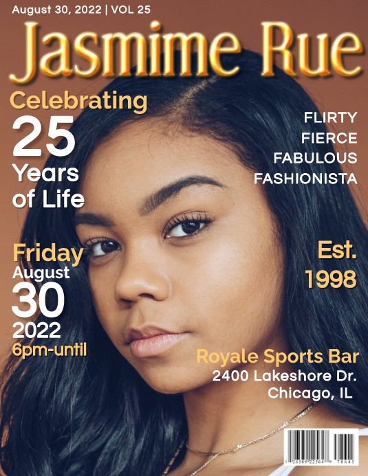 Black & Gold Magazine Style Birthday Invite Flyer (US Letter) template