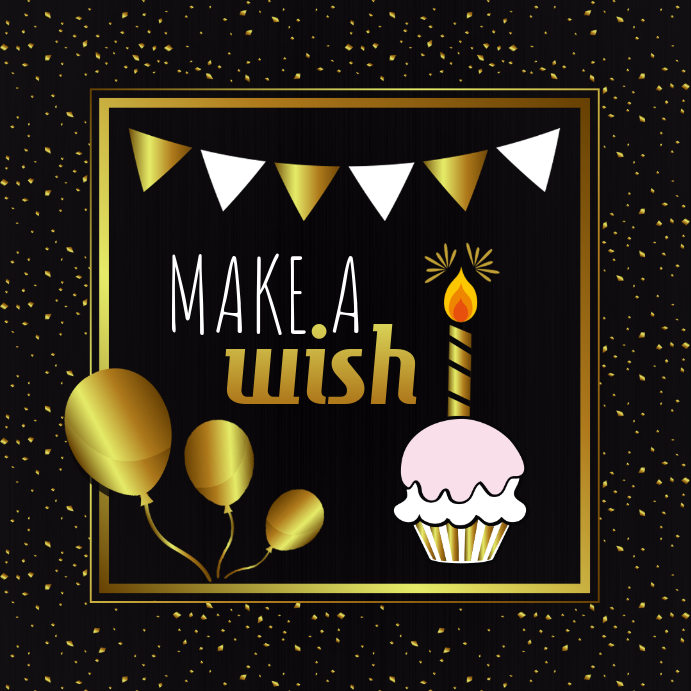 Black & Golden Birthday Wish Instagram Post Template