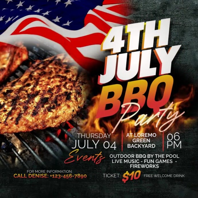 Black & Orange Maximalist 4th of July BBQ Par Post Instagram template