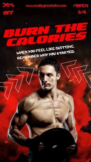 Black & Red Modern Gym & Fitness Video Rolka Instagram template