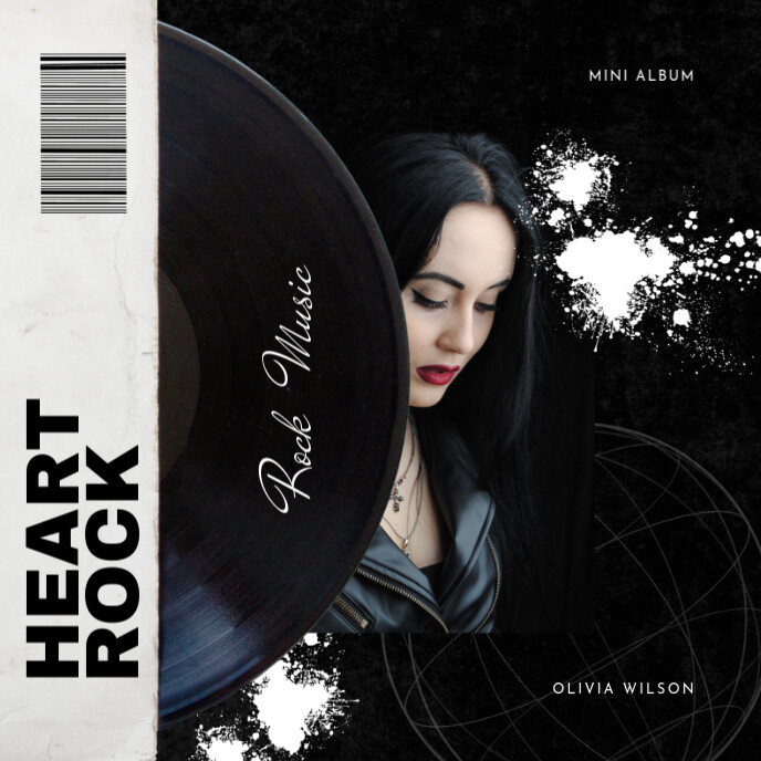 Black & White HEART ROCK Album Cover template