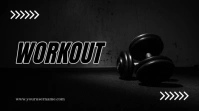 Black & White Minimalist Exercise Zoom Workout Background Digital Display (16:9) template