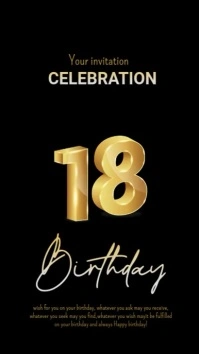Black  18th Birthday  Digital Display (9:16) template