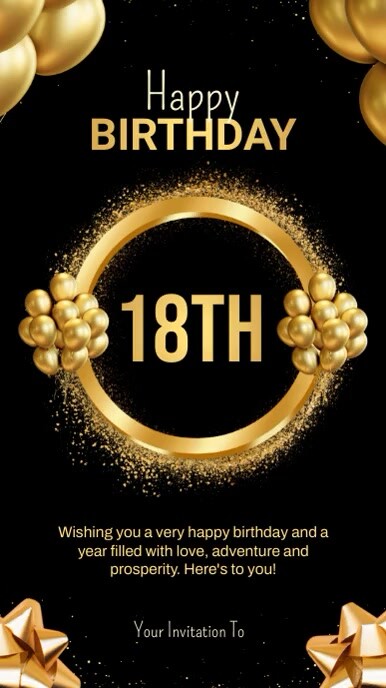 Black  18th Birthday  Digital Display (9:16) template