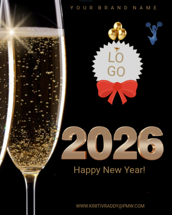 Plantilla de Black 2026 Happy New Year Instagram Portrait | PosterMyWall