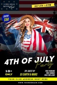 Black 3d 4th July Party Poster Póster template