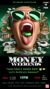 Black 3d A High-energy And Visually Striking Party Flyer For An Event Titled " Money Weekend"  Busin Wizytówka template