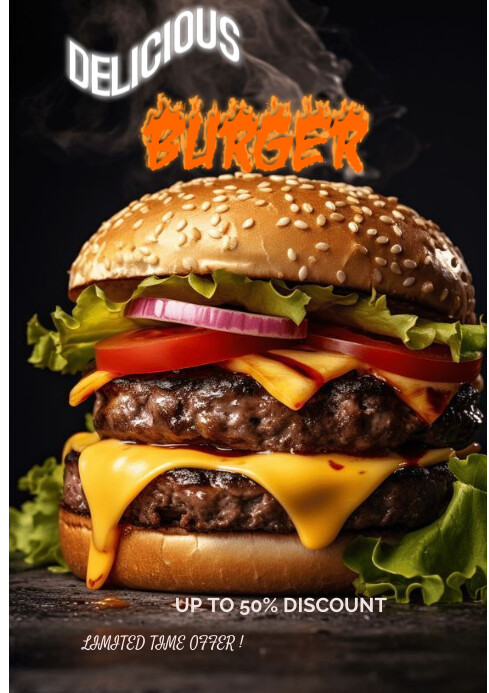 Black 3d A4 Restaurant Poster template
