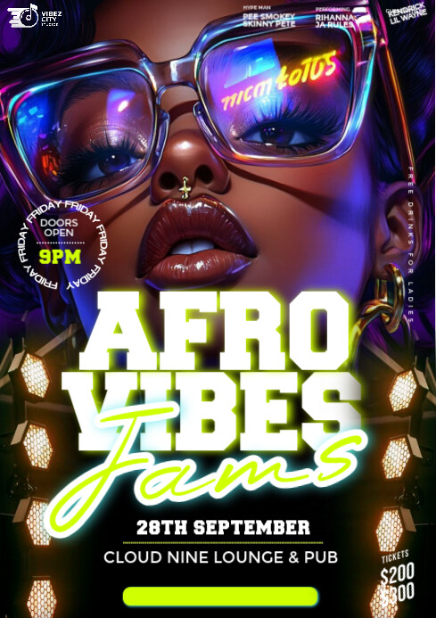 Copy of Black 3d Afro Fusion Night Out Party Flyer For Print A4 ...