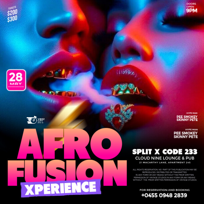 Black 3d Afro Fusion Night Out Party Flyer for Social Media Instagram Post template