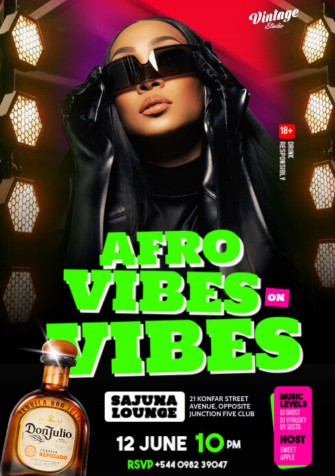 Black 3d Afro Vibes Party Event Flyer A4 Template | PosterMyWall