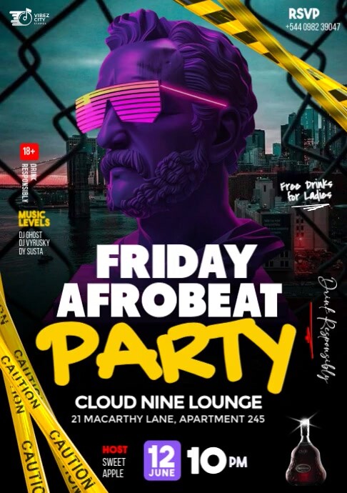 Copy of Black 3d Afrobeat Party Event Flyer A4 | PosterMyWall
