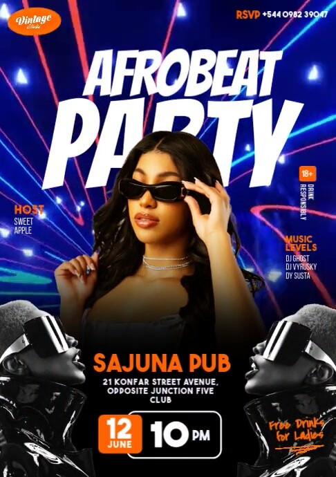 Copy of Black 3d Afrobeat Party Event Flyer A4 | PosterMyWall