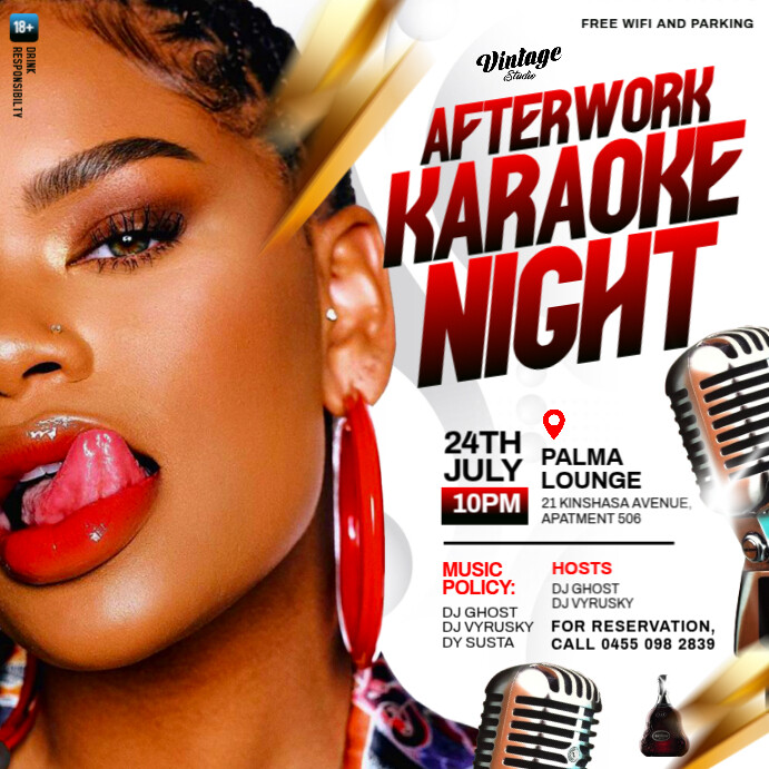 Black 3D Afterwork Karaoke Night Party Flyer For Social Media Instagram Post Instagram-opslag template