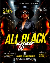 Black 3d All Black Affair Dress Code Theme Ladies Sexy Night Party Club Event Invitation Flyer Templ Instagram Portrait template