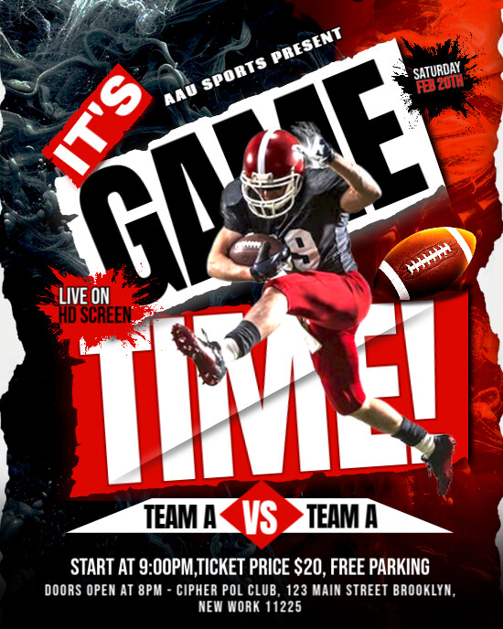 Black 3d American Football Day Tournament Instagram Portrait template