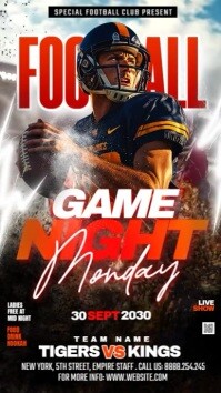 Black 3d American Football Game Night Template Instagram Reel