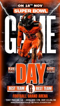 Black 3d American Football Games Instagram Story template