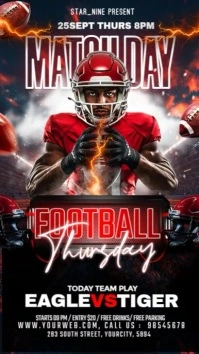 Black 3d American Football Match Day Template Instagram Reel
