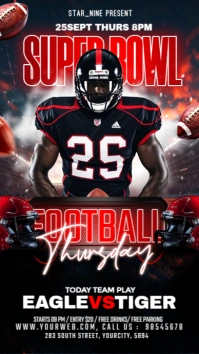 Black 3d American Football / Super Bowl Championship Flyer Instagram Story Instagram-Story template