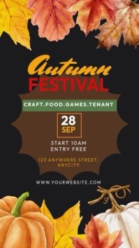 Black 3d Autumn Festival Reel Instagram template