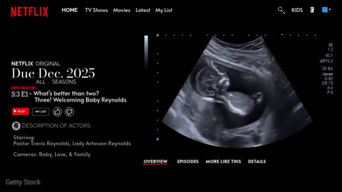 Black 3d Baby Announcement Digital Display (16:9) template