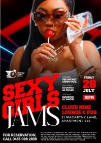 Black 3d Baddies Night Out Party Event Flyer For Print A4 Video template