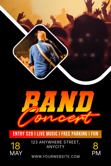 Black 3d Band Concert Poster template