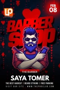 Black 3d Barbershop Red Poster template