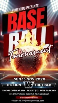 Black 3d Baseball Tournament Instagram Story template