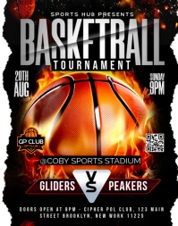 Black 3d Basketball Aau Tryout Poster/wallboard template