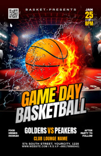 Black 3d Basketball Game Day Template Tabloid