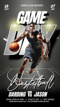Black 3d Basketball Game Day Video Flyer Instagram Story template