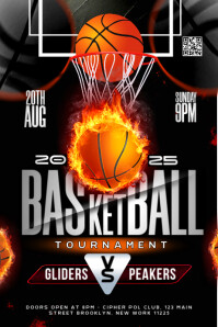 Black 3d Basketball Game Schedule Templat Poster Cartaz template