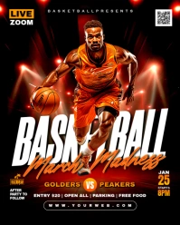 Black 3d Basketball Matchday Flyer Instagram Portrait template