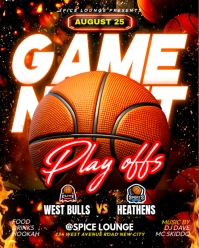 Black 3d Basketball Playoffs Game Night Livestream Teams Schedule Invitation Social Media Promotion Instagram Portrait template