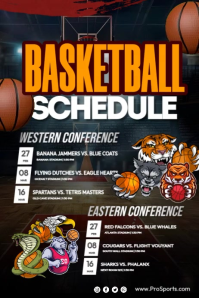 Black 3d Basketball Schedule Poster template