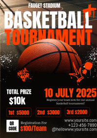 Black 3d Basketball Tournament A4 template