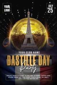 Black 3d Bastille Day Party Poster template