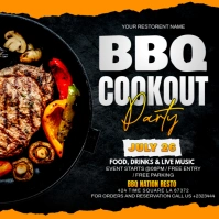 Black 3d Bbq Cookout Party  Instagram Post template