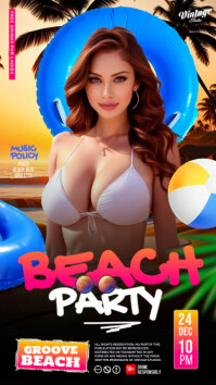 Black 3d Beach Party Flyer For Instagram Story template