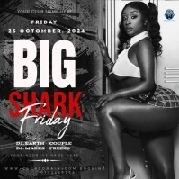 Black 3d Big Shark Friday  Instagram Post template