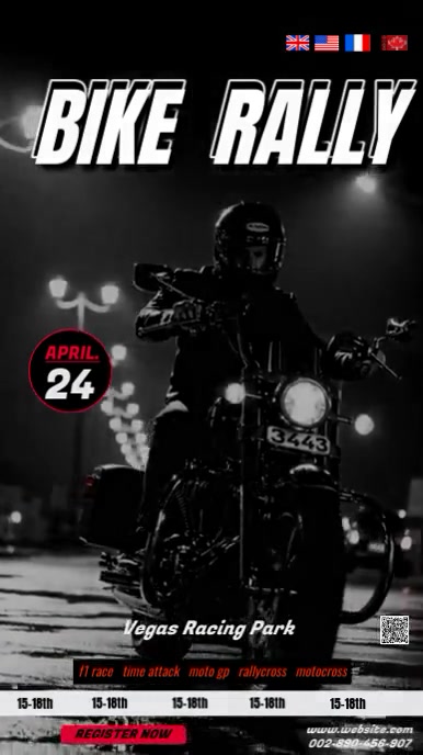 Poster Making About Rally Black 3d Bike Rally Poster Flyer Template Instagram Reel | PosterMyWall